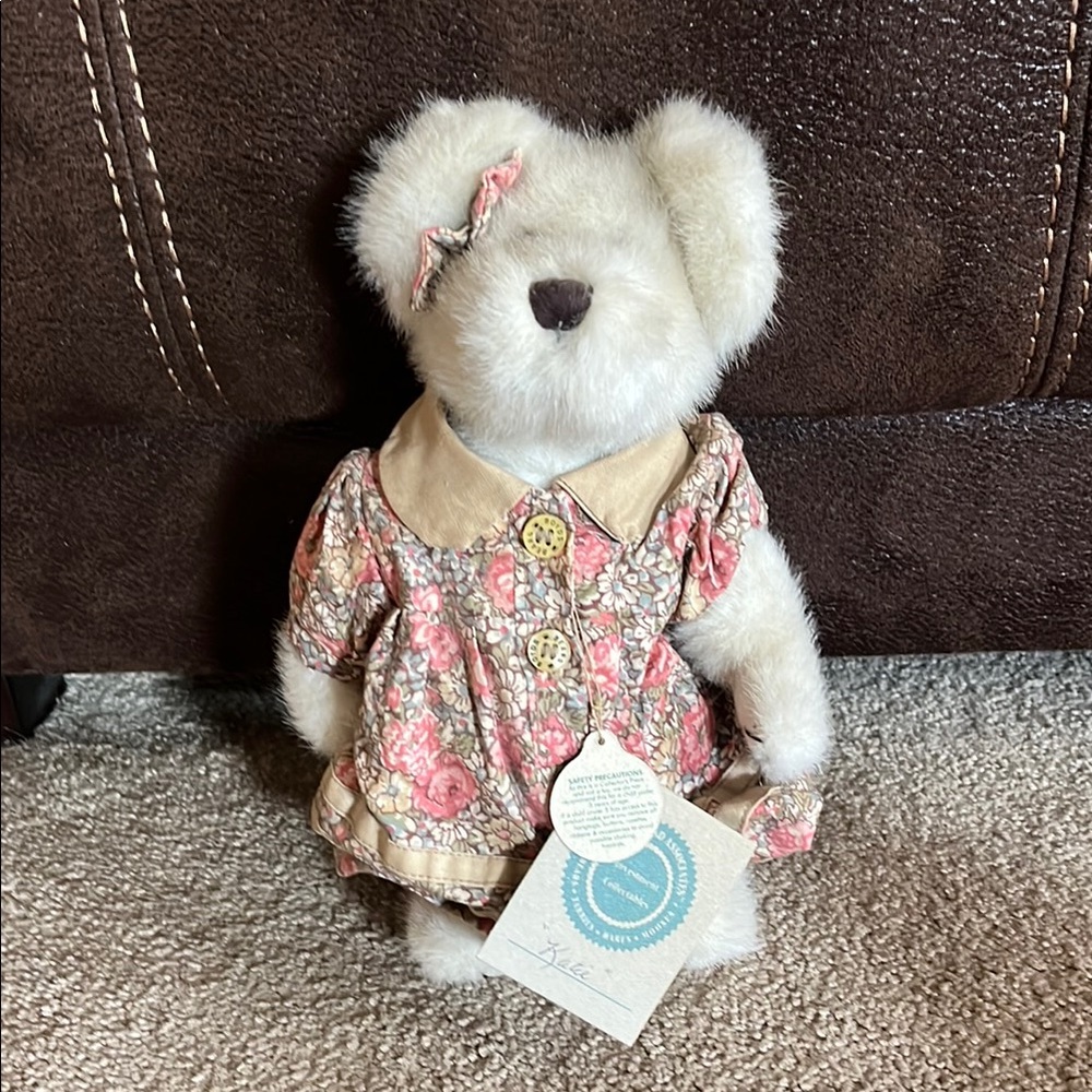 Floral Teddy Bear with Pink Dress